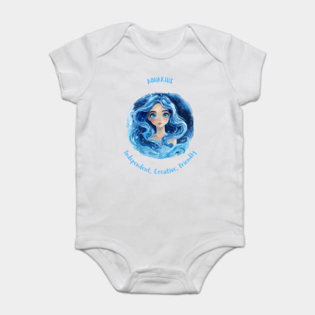 Aquarius Zodiac Sign Baby Bodysuit by Vinokurio